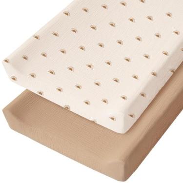 Imagem de Capa para trocador Konssy Muslin Cotton, pacote com 2 unidades Camel S
