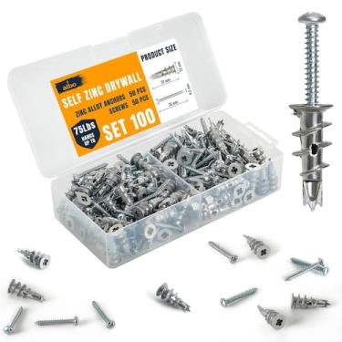 Imagem de Conjunto de âncoras de drywall ALBO 6 Zinc Self-Drill 100PC 75LB