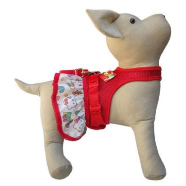 Imagem de Peitoral Guia Vestido Cachorro Snob Dog Saia Hello Kitty Vermelho, M