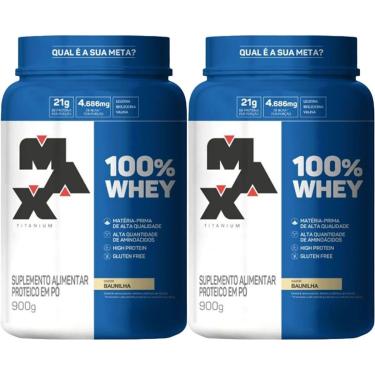 Imagem de Kit 2X 100% Whey - 900g Baunilha - Max Titanium-Masculino