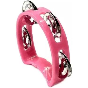 Imagem de Pandeiro Meia Lua Infantil Rosa com 4 Platinelas - Spanking