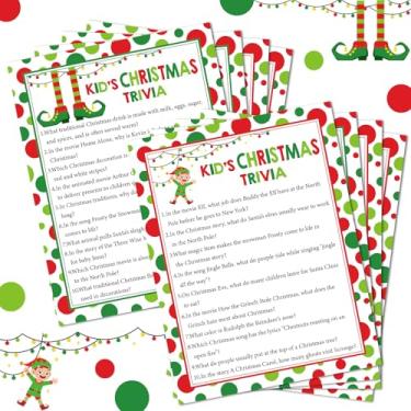 Imagem de FYSUIMU 80Pcs Christmas Elf Trivia Games Question and Answer Cards Xmas Red Green Elves Vacation Game Guessing Activity Party Game Paper Cards for Christmas Party Supplies
