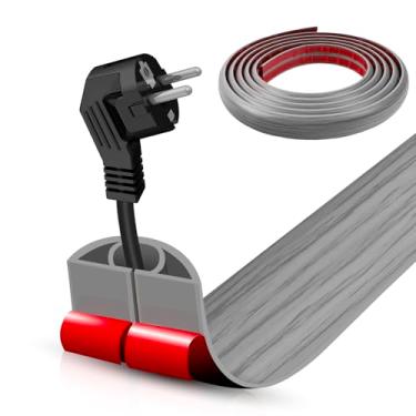 Imagem de Capa de cabo de piso autoadesiva, gerenciamento de cabos de 5 m, protetor de faixa de extensão para fios, evita viagens de cabos para escritórios, academias, exposições. Cavidade: 1 cm (L) x 0,7 cm (A