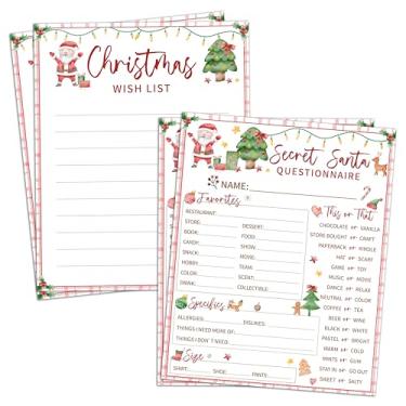Imagem de Cartão de troca de presente secreto de Papai Noel de 20 x 25 cm - 20 peças de cartões de questionário de Natal de dois lados - casa, escritório, sala de aula, ideia de presente de festa de Natal para