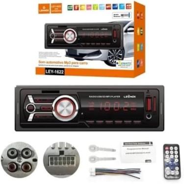 Imagem de Som Automotivo Ley-1622 Bluetooth, Rádio FM, MP3, USB, Cartão SD, Controle Remoto e Tela LCD – 4x45W Potência