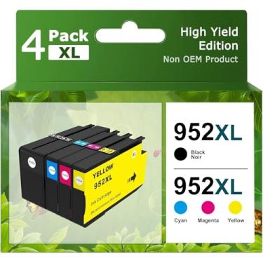 Imagem de LEDES Cartuchos de tinta inteligentes compatíveis com 952XL para HP 952 XL 4 Combo Pack, use para impressoras Officejet Pro 8710 8720 7740 8210 8740 8715 7720 8725 8730 (preto, ciano/magenta/amarelo)