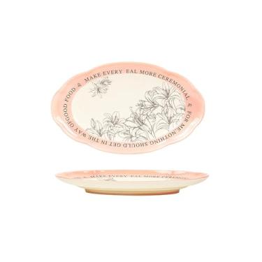 Imagem de Pratos de flores rosa de cor sólida de porcelana para uso doméstico requintado de alta temperatura - prato de peixe de 30,5 cm