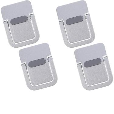 Imagem de Suporte portátil de armazenamento 4PCS com suporte de laptop autoadesivo Invisível Mini Pés de computador para mesa Suporte de armazenamento de computador com silicone antiderrapante (silvery)
