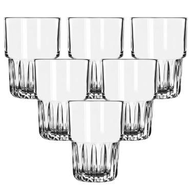 Imagem de Jogo C/6 Copos de Vidro Empilháveis 360ml P/ Agua Suco Bebidas