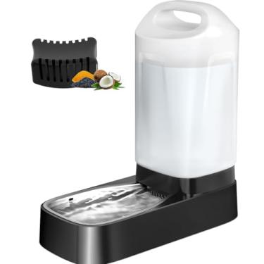 Imagem de Dispensador automático de tigela de água para cães com filtro – Alimentador automático de água para animais de estimação de 6 litros com tigela de aço inoxidável e alça fácil de transportar para cães