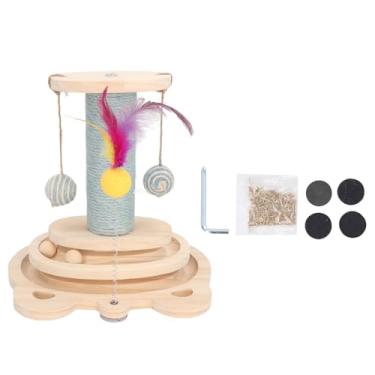 Imagem de Cryfokt Postes para Arranhar para Gatos Internos, Torre para Arranhar Gatos Com Poste para Arranhar, Bola de Pelúcia e Placa Giratória, Poste para Arranhar árvore de Gato Fofo