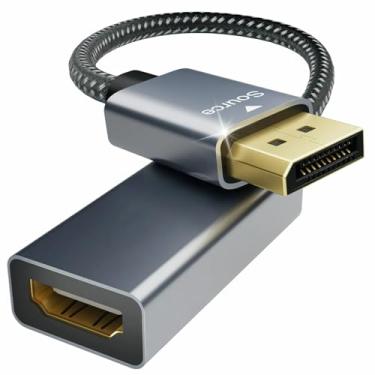 Imagem de Cabo adaptador DisplayPort 4K para HDMI, (2K 60Hz, 1080p 120Hz), porta de exibição unidirecional para conversor de monitor HDMI, compatível com HP, Dell, GPU, AMD, NVIDIA, etc. Macho para fêmea