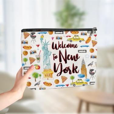 Imagem de Bolsa de maquiagem de Nova York, bolsa de cosméticos, presentes de viagem para meninas, lembrancinhas de viagem de Nova York, lembrança de amizade, presente de aniversário de Natal para mulheres