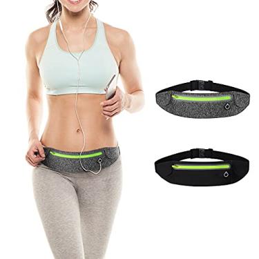 Imagem de Bolsa de cintura fina para cinto de corrida, bolsa de mão livre para celular, pochete para corrida, caminhada, cinto ajustável à prova d'água para mulheres e homens (cinza), Cinza, 26" to "46" inches