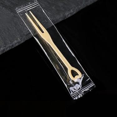 Imagem de Espetos de frutas descartáveis 200 peças embalagem independente garfo de degustação em forma de coração palito de frutas multifuncional (amarelo)