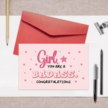 Imagem de Cartão de formatura engraçado para faculdade do ensino médio, cartão de parabéns para sua mulher, presentes de promoção para amigos familiares, menina você é uma fodão