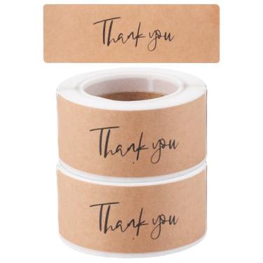 Imagem de Adesivos de papel Thank You para pequenas empresas, 2 rolos de 240 peças, design pequeno, retangulares, autoadesivos, etiquetas adesivas para embalagem de presente, embalagem de envelopes, embalagem