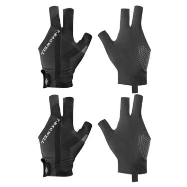 Imagem de Luva de bilhar com 3 dedos, mão esquerda, 2 peças de luvas de bilhar, acessórios para tacos de bilhar para atirador, caramelo, sinuca, esporte, preto, cinza