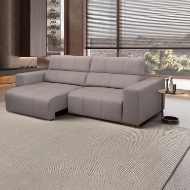 Imagem de Sofá Decorativo Barbosa 5 Lugares Sala de estar 290cm Reclinável e Retrátil Couro Avelã G88 - Gran Belo