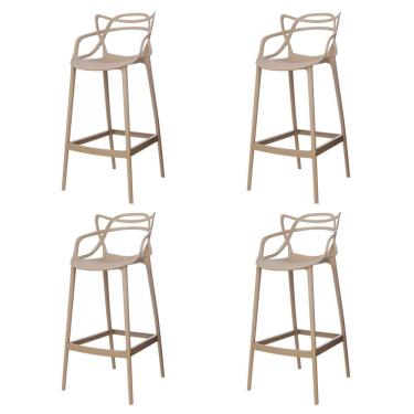 Imagem de Kit 4 Banquetas Allegra Nude Cozinha Bistrô Bancada