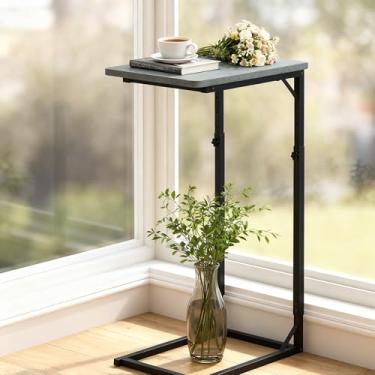 Imagem de WHEARTED Mesa lateral, mesa de canto em forma de C para sofá, mesa de cabeceira, bandeja de TV, mesa de centro pequena, mesas laterais estreitas para sala de estar, quarto, banheiro, mesa pequena para