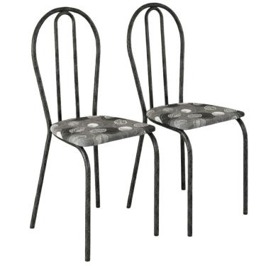 Imagem de Kit 02 Cadeiras Tubular America 004 Cromo Preto Assento Pará Artef Pará