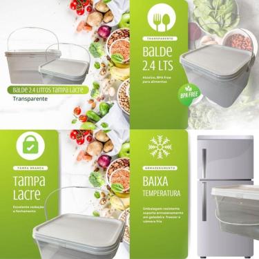 Imagem de Balde Para Candida 2.4L Transparente-Kit 8 Pçs