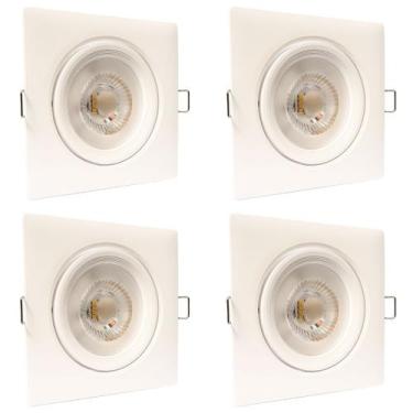 Imagem de Kit 4 Spot de Led 12W 3000K Branco Quente Quadrado Bivolt - Luz Aconch