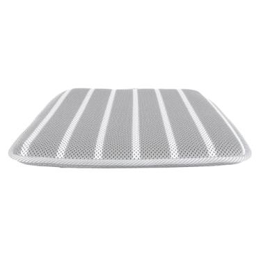 Imagem de Almofada de assento de chuveiro tecido de malha 4D macio respirável almofada de cadeira de chuveiro cinza branco listrado para bancos de chuveiro sentado suporte confortável