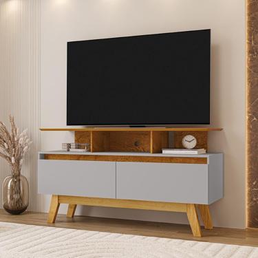 Imagem de Rack Sala Rubi 1.2 Para Tv Até 50 2 Portas Pé Madeira Macica Naturale/off White