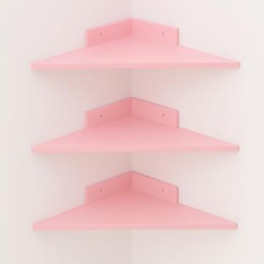 Imagem de Prateleira de Canto, Trio Canto em Mdf Trio Cantoneira 3 Unidades, 35cm X 35cm(Rosa)