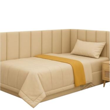 Imagem de Conjunto de cabeceira estofada em formato de L, adequado para camas de solteiro, casal, king e queen(BEGE CLARO,17 CABECEIRAS)