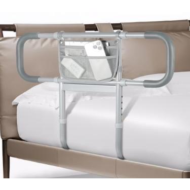 Imagem de Trilhos de cama para segurança de idosos adultos, trilho de assistência de camas estendidas para idosos com luz de sensor de movimento - Trilhos laterais ajustáveis para proteção de cama com alça de