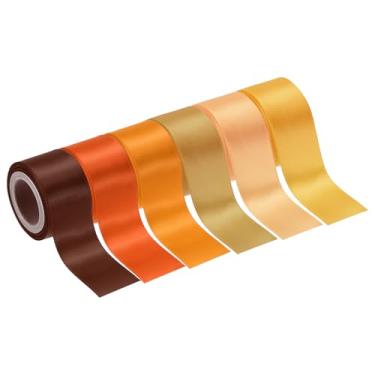 Imagem de PATIKIL Fita de cetim sólida de 3,5 cm x 30 metros, 6 peças de rolo de fita de tecido de poliéster face única para embrulho de presente, casamento, aniversário, buquê de cabelo, decoração DIY, tom