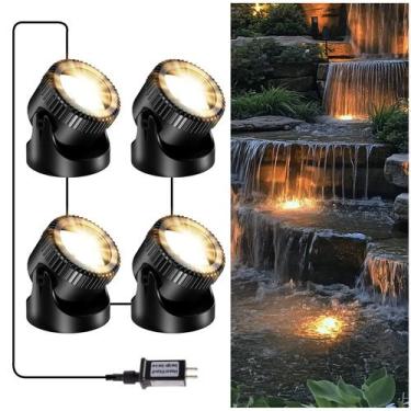 Imagem de POPOSOAP Pond Lights, 4 cabeças, branco quente, LED IP68, impermeável
