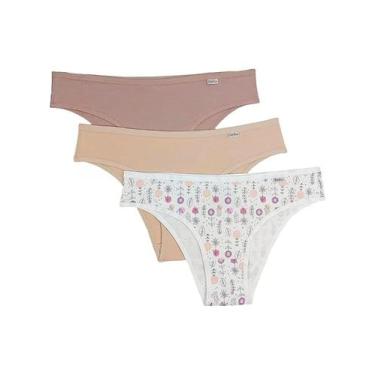 Imagem de Kit/3 Calcinha DelRio 51364 Biquíni Cotton T. P/GG, P, K25, Be happy, 
