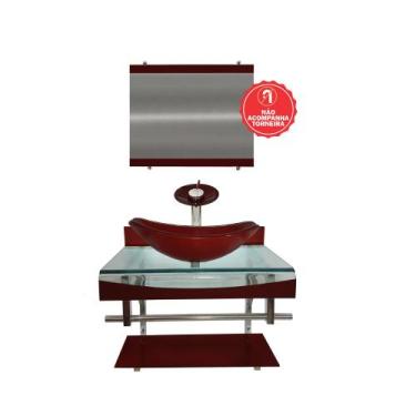 Imagem de Gabinete de Vidro 60cm para Banheiro Cuba Oval - Andorra - EKASA, Verm