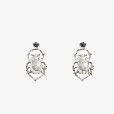 Imagem de Brinco besouro com pedra preta - Pitá Store, Prata