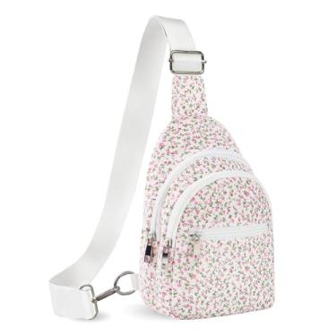 Imagem de Bolsa tiracolo pequena para meninas e mulheres, pochete transversal com flores florais para meninas adolescentes, bolsa tiracolo fofa, presentes de aniversário para crianças de 10, 11, 12, 13 anos