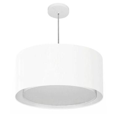 Imagem de Lustre Pendente Cilíndrico Duplo Vivare Md-4295 Cúpula Em Tecido 50x30cm - Bivolt Branco 127/220v