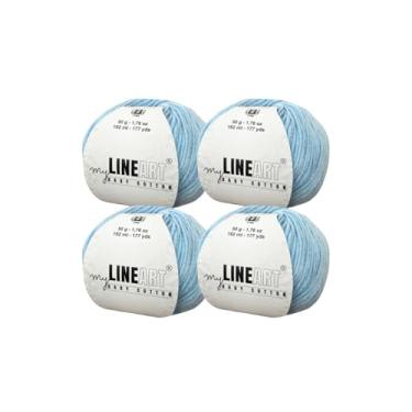 Imagem de MyLineArt Fio de algodão para bebê, 55% algodão, 45% acrílico, fino (2) para crochê e tricô 4 x 1,2,154 g (4 x 50 g) / 4 x 177 m (4 x 162 m), fio macio, fio Amigurumi