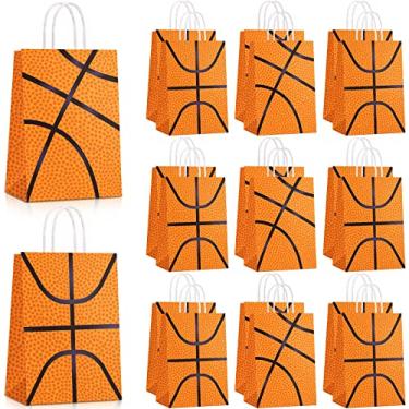 Imagem de Leinuosen 50 peças de sacolas de basquete, tênis, festa, beisebol, tênis, presente, lembrancinha, doces, guloseimas com alça para tema esportivo, artigos de festa de aniversário (basquetebol)