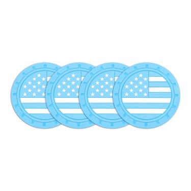 Imagem de Lyxheth 4 peças de porta-copos de carro, almofadas de copo de carro, bandeira americana colorida com inserção da bandeira dos EUA, porta-copos de copo de carro, acessórios de carro 6 cm