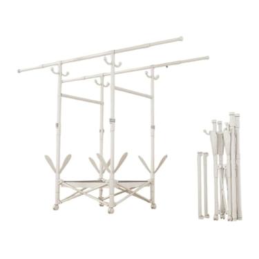 Imagem de Hhsdyl Vareta de Roupeiro de Chão a Teto, Vareta de Roupa Ajustável em Comprimento, Organizador de Roupeiro com 1 ou 2 Varões para Uso Interior e Exterior,White,Double E