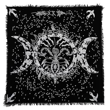 Imagem de Indian Consigners Pano de altar Deusa da Lua Tripla Prata Bruxaria Alter Tarot Spread Top Pano Wiccan Quadrado Espiritual 18 por 18 Sagrado (Deusa da Lua Tripla Prata Dourada)
