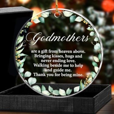 Imagem de Presentes de madrinha, enfeites de Natal, presentes de batismo para madrinhas de afilhado, ornamentos católicos para pendurar em acrílico para decoração de árvore de Natal