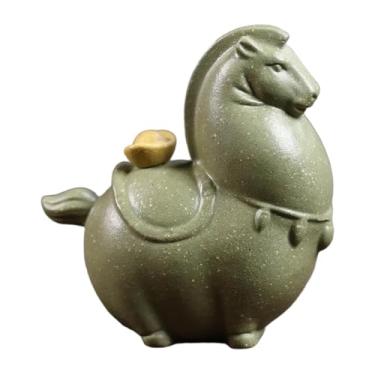 Imagem de Baoblaze Animal de Estimação para Chá, Enfeite de Mesa Adorável, Pequena Estatueta de Cavalo, Artesanato para Chá em Casa, Escritório, Sala de Chá, Prateleira, Verde