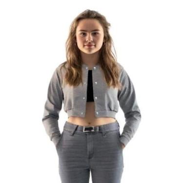 Imagem de Jaqueta Cropped Calttony Moletom Casual Lisa Feminina-Feminino