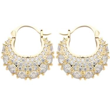 Imagem de Brincos de argola crescente enfeitados com cristal, brincos pendentes de strass de luxo para mulheres, joias vintage banhadas a prata presente para casamentos