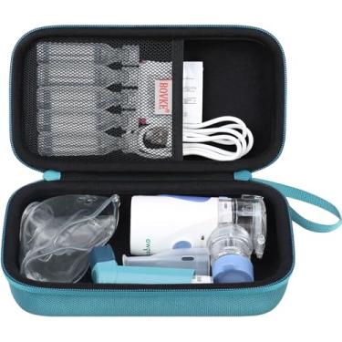 Imagem de BOVKE Estojo rígido de viagem para inalador de asma, espaçador de inalador para crianças e adultos, máscaras, suporte para inalador, bolsa de transporte de asma com bolso de malha para medicamentos e